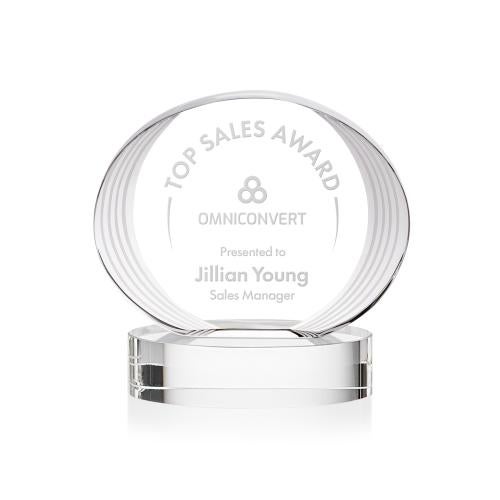 Corporate Awards - Crystal Awards - Sheraton Clear on Base Circle Crystal Award