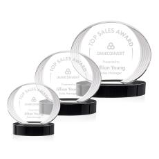Sheraton Black on Base Circle Crystal Award - Crystal Awards