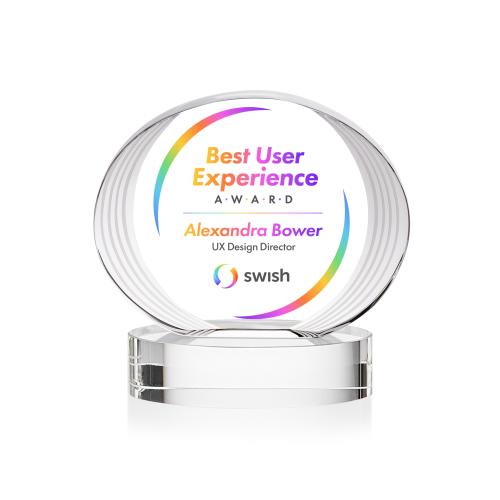 Corporate Awards - Crystal Awards - Sheraton Full Color Clear on Base Circle Crystal Award