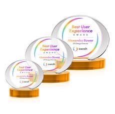 Sheraton Full Color Amber on Base Circle Crystal Award - Glass Awards
