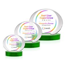Sheraton Full Color Green on Base Circle Crystal Award - Corporate Awards