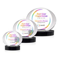 Sheraton Full Color Black on Base Circle Crystal Award - Corporate Awards