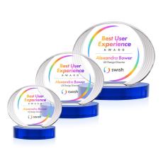 Sheraton Full Color Blue on Base Circle Crystal Award - Corporate Awards