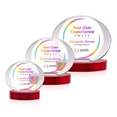 Sheraton Full Color Red on Base Circle Crystal Award - Corporate Awards
