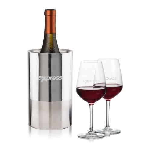 Corporate Recognition Gifts - Etched Barware - Catania Wine Cooler & Mandelay Wine Set