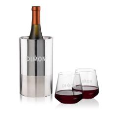 Catania Wine Cooler & Cannes Stemless Wine Set - Etched Barware
