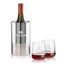 Catania Wine Cooler & Dunhill Stemless Wine Set - Etched Barware