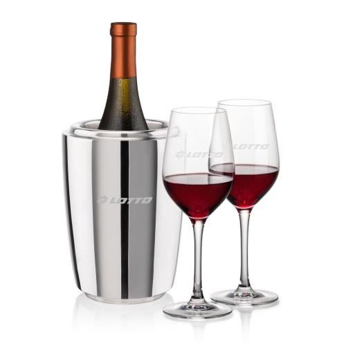 Corporate Recognition Gifts - Etched Barware - Pescara Wine Cooler & Lethbridge Wine Set