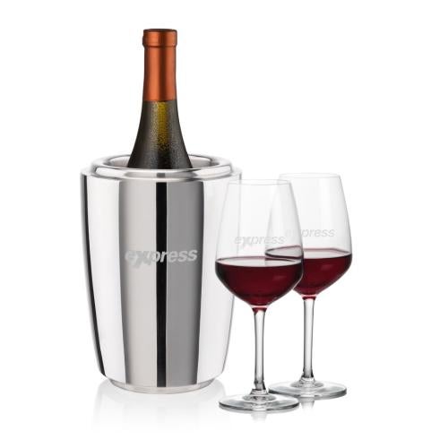 Corporate Recognition Gifts - Etched Barware - Pescara Wine Cooler & Mandelay Wine Set