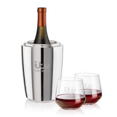 Pescara Wine Cooler & Sturgis Stemless Wine Set - Etched Barware
