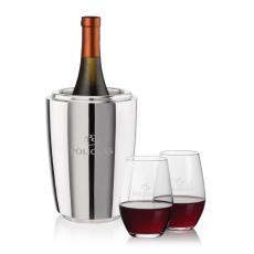 Pescara Wine Cooler & Vale Stemless Wine Set - Corporate Recognition Gifts