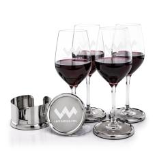 Baldoni Coasters & Lethbridge Wine Set - Etched Barware