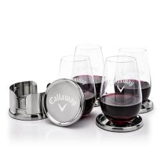 Baldoni Coasters & Boston Stemless Wine Set - Etched Barware