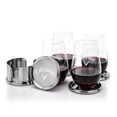 Baldoni Coasters & Boston Stemless Wine Set - Etched Barware