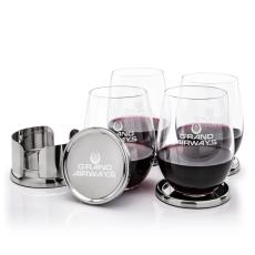 Baldoni Coasters & Redmond Stemless Wine Set - Etched Barware