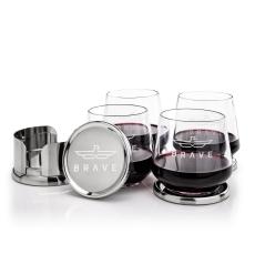 Baldoni Coasters & Sturgis Stemless Wine Set - Etched Barware