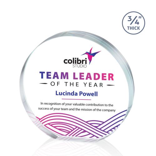 Corporate Awards - Crystal Awards - Gainsborough Full Color Clear Circle Crystal Award