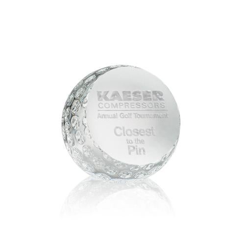 Corporate Awards - Crystal Awards - Crystal Paperweights - Golf Ball Paperweight