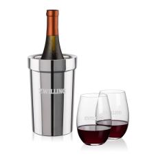 Milano Wine Cooler & Laurent Stemless Wine Set - Corporate Recognition Gifts