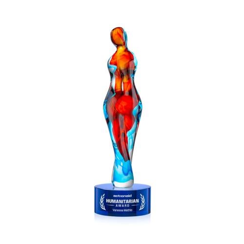 Corporate Awards - Glass Awards - Venus Blue on Marvel Base People Glass Award