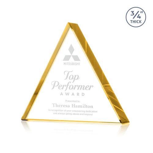 Corporate Awards - Crystal Awards - Adler Triangle Gold Diamond Crystal Award