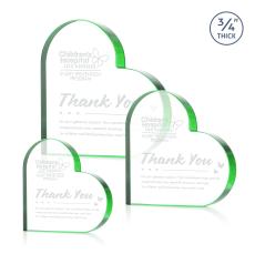Davina Heart Green Abstract / Misc Crystal Award - Budget Awards & Trophies
