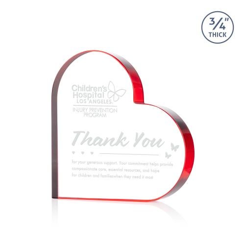 Corporate Awards - Crystal Awards - Davina Heart Red Abstract / Misc Crystal Award