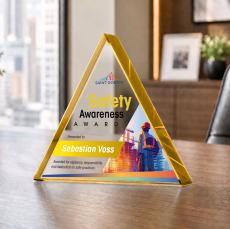 Adler Triangle Full Color Gold Diamond Crystal Award - Budget Awards & Trophies