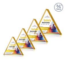Adler Triangle Full Color Gold Pyramid Crystal Award - Employee Awards