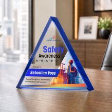 Adler Triangle Full Color Blue Diamond Crystal Award - Budget Awards & Trophies