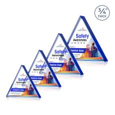 Adler Triangle Full Color Blue Pyramid Crystal Award - Employee Awards