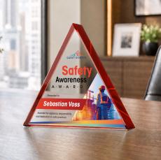 Adler Triangle Full Color Red Diamond Crystal Award - Budget Awards & Trophies