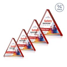 Adler Triangle Full Color Red Pyramid Crystal Award - Employee Awards