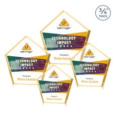 Belmar Pentagon Full Color Gold Crystal Award - Newest Additions