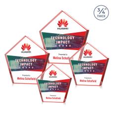 Belmar Pentagon Full Color Red Crystal Award - Budget Awards & Trophies