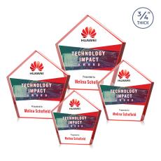 Belmar Pentagon Full Color Red Crystal Award - Employee Awards