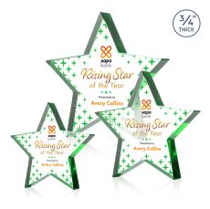 Esna Full Color Green Star Crystal Award - Employee Awards