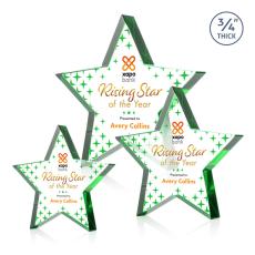 Esna Full Color Green Star Crystal Award - Crystal Star Awards