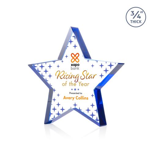 Esna Full Color Blue Star Crystal Award Corporate Awards - Full Color Awards - Esna Full Color Blue Star Crystal Award