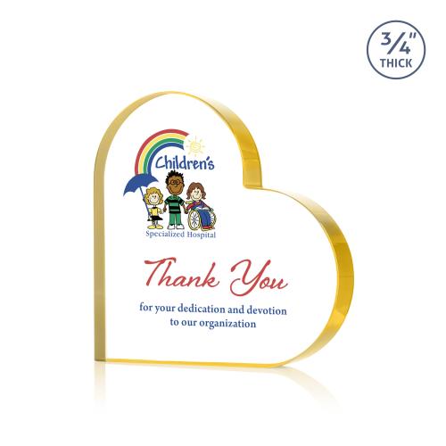 Corporate Awards - Crystal Awards - Davina Heart Full Color Gold Abstract / Misc Crystal Award