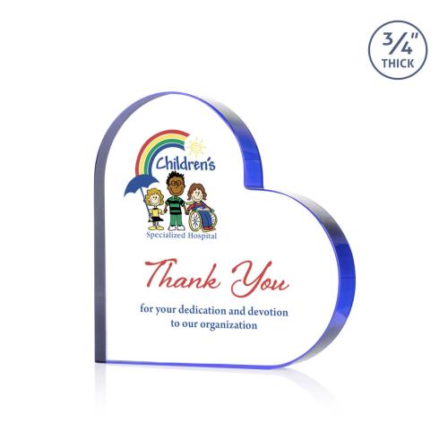 Corporate Awards - Crystal Awards - Davina Heart Full Color Blue Abstract / Misc Crystal Award