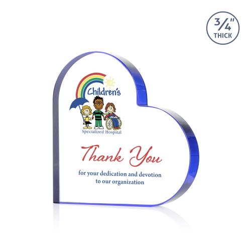 Corporate Awards - Crystal Awards - Davina Heart Full Color Blue Abstract / Misc Crystal Award