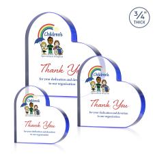 Davina Heart Full Color Blue Abstract / Misc Crystal Award - Employee Awards