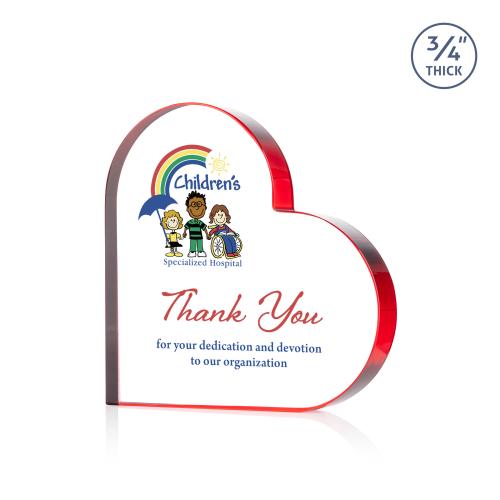 Corporate Awards - Crystal Awards - Davina Heart Full Color Red Abstract / Misc Crystal Award