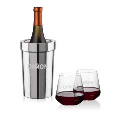Milano Wine Cooler & Cannes Stemless Wine - Etched Barware