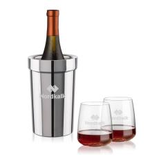Milano Wine Cooler & Dunhill Stemless Wine Set - Etched Barware