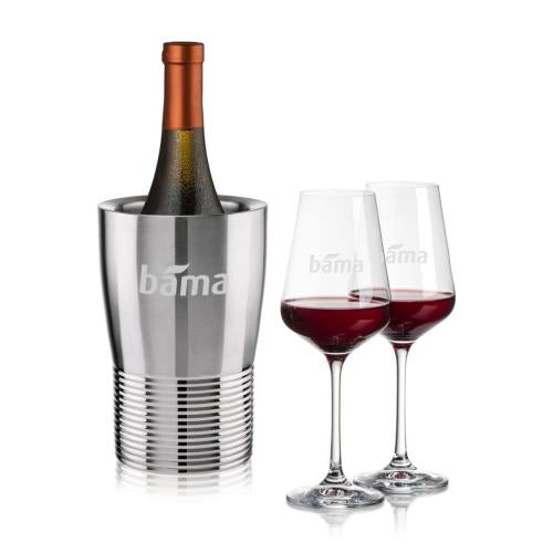 Corporate Recognition Gifts - Etched Barware - Genoa Wine Cooler & Breckland Wine Set