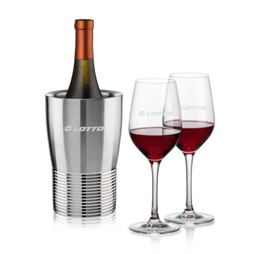Corporate Recognition Gifts - Etched Barware - Genoa Wine Cooler & Lethbridge Wine Set