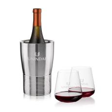 Genoa Wine Cooler & Breckland Stemless Wine Set - Corporate Recognition Gifts