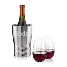 Genoa Wine Cooler & Boston Stemless Wine Set - Corporate Recognition Gifts